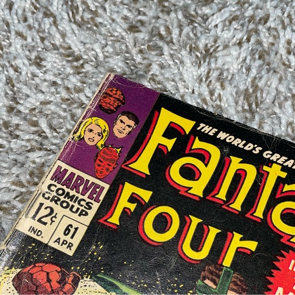 VINTAGE 1967 MARVEL FANTASTIC FOUR Silver Surfer Sandman Silver Age Comic #61 - Picture 2 of 10
